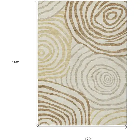 Gold Ivory And Beige Abstract Washable Indoor Outdoor Area Rug Photo 3