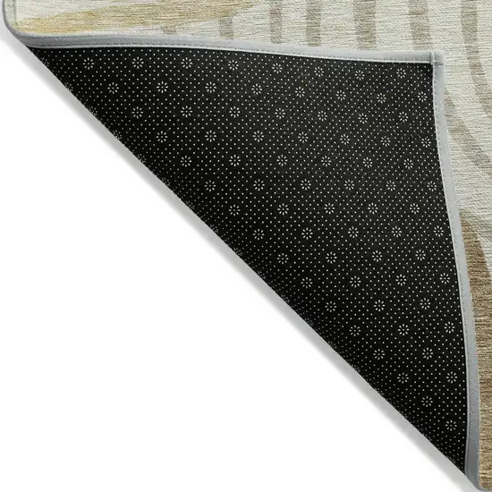 Gold Ivory And Beige Abstract Washable Indoor Outdoor Area Rug Photo 2