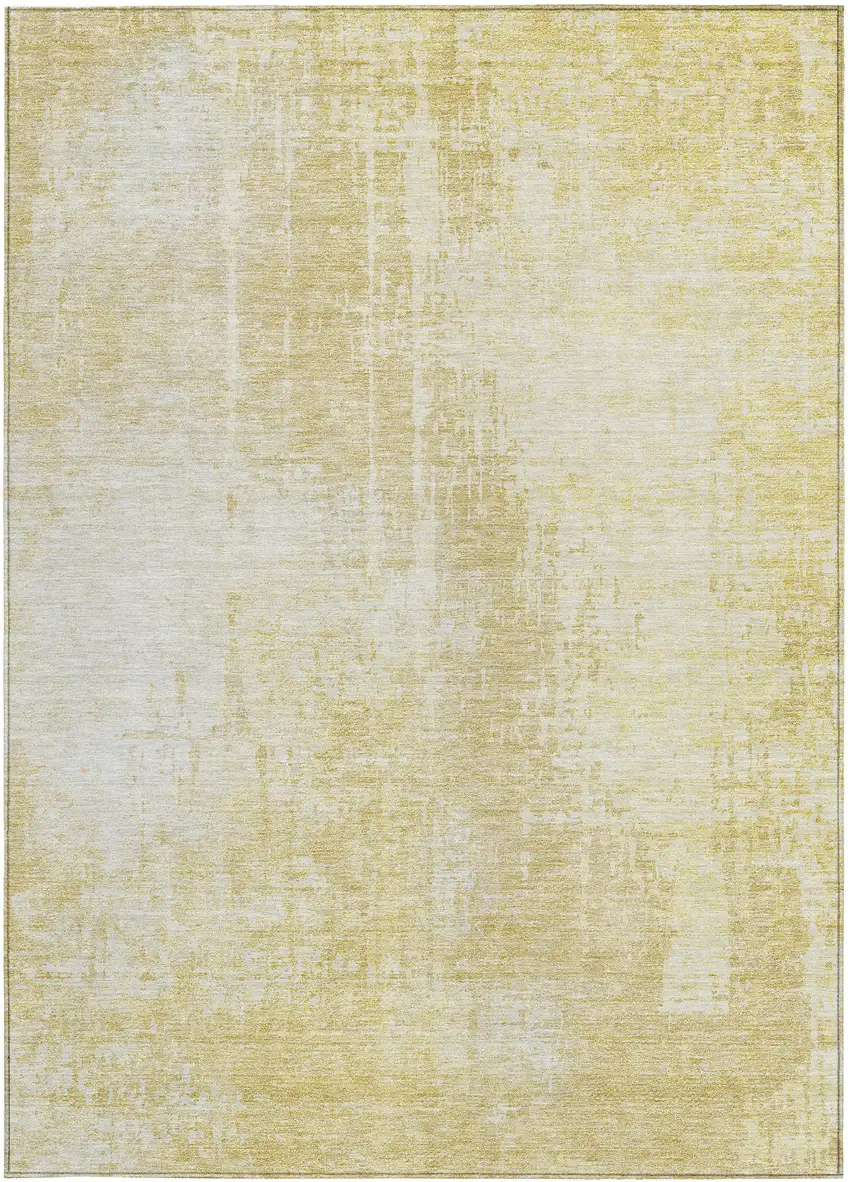 Gold Ivory And Beige Abstract Washable Indoor Outdoor Area Rug Photo 7