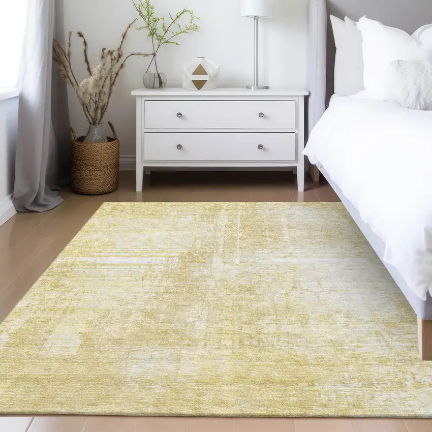 Gold Ivory And Beige Abstract Washable Indoor Outdoor Area Rug Photo 9