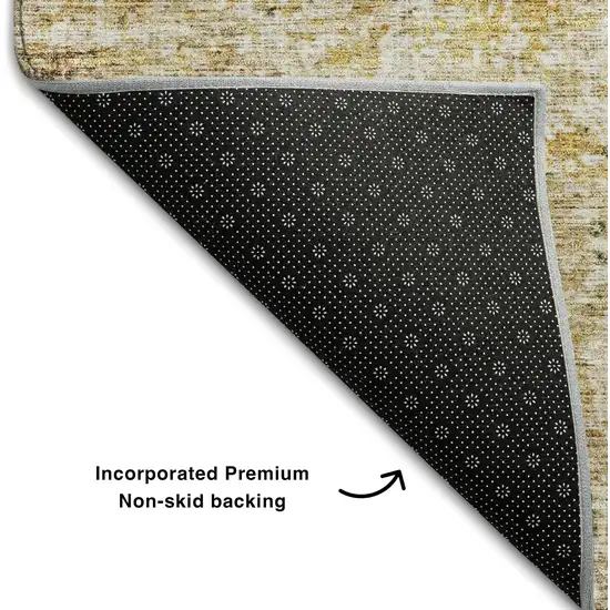 Gold Ivory And Beige Geometric Washable Area Rug With UV Protection Photo 4