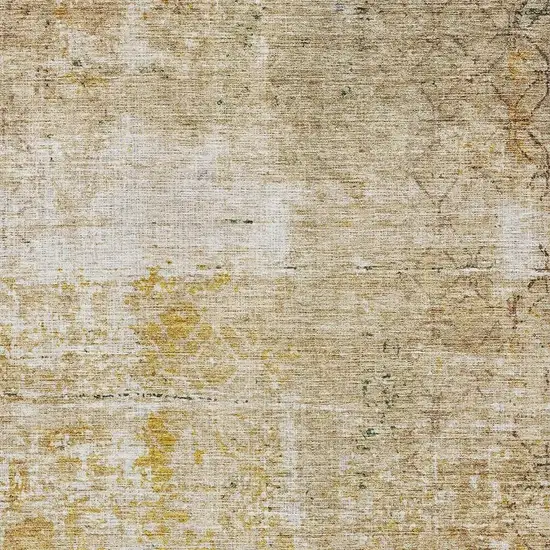 Gold Ivory And Beige Geometric Washable Area Rug With UV Protection Photo 4