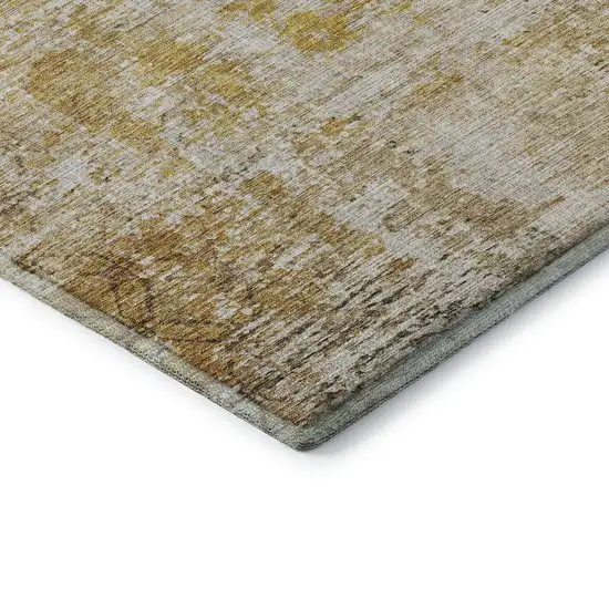 Gold Ivory And Beige Geometric Washable Area Rug With UV Protection Photo 5