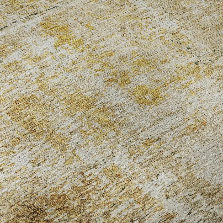 Gold Ivory And Beige Geometric Washable Area Rug With UV Protection Photo 7