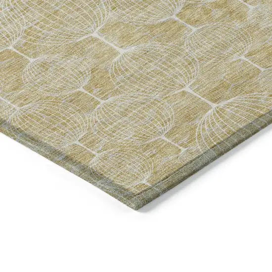 Gold Ivory And Beige Geometric Washable Indoor Outdoor Area Rug Photo 4