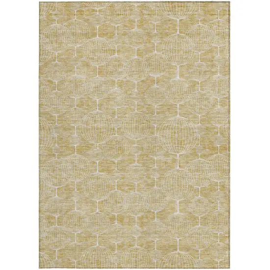 Gold Ivory And Beige Geometric Washable Indoor Outdoor Area Rug Photo 5