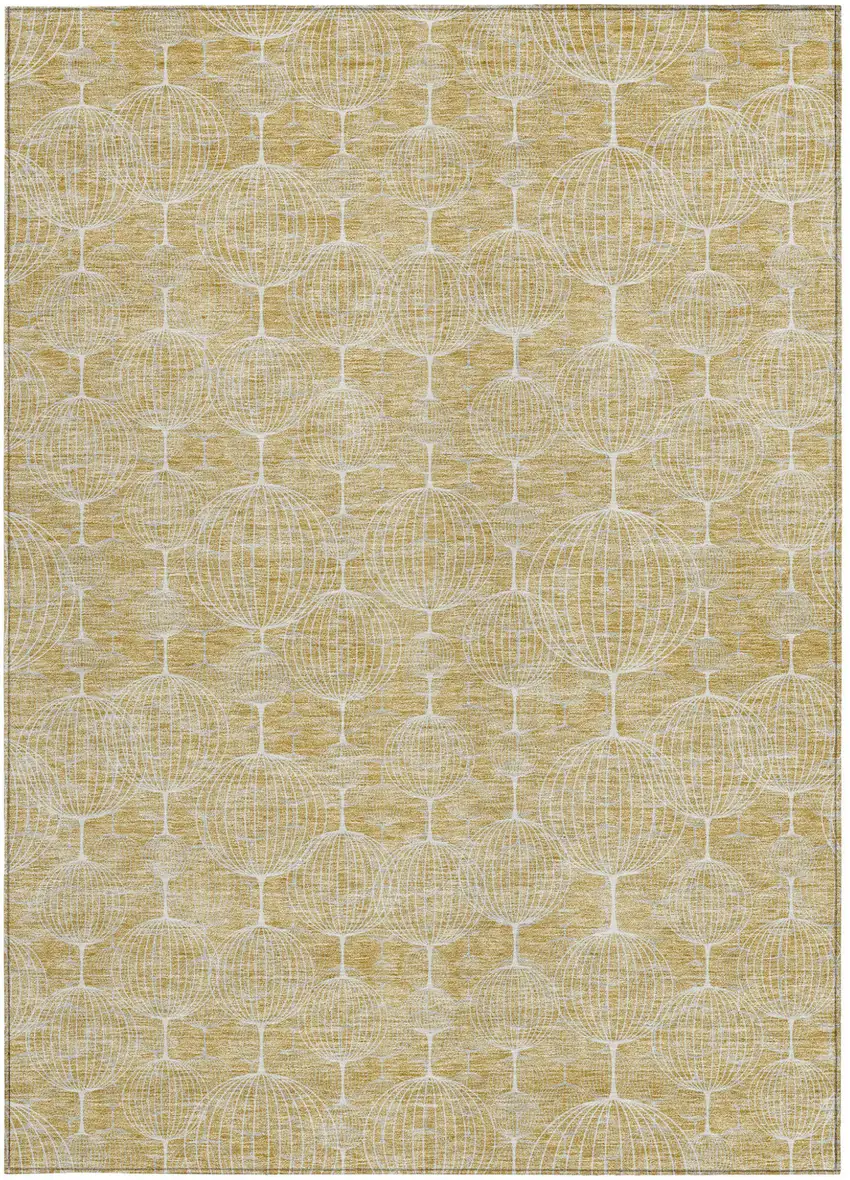 Gold Ivory And Beige Geometric Washable Indoor Outdoor Area Rug Photo 5