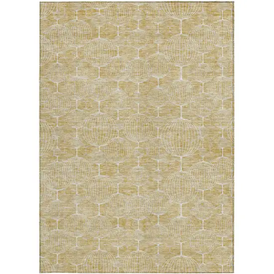 Gold Ivory And Beige Geometric Washable Indoor Outdoor Area Rug Photo 5
