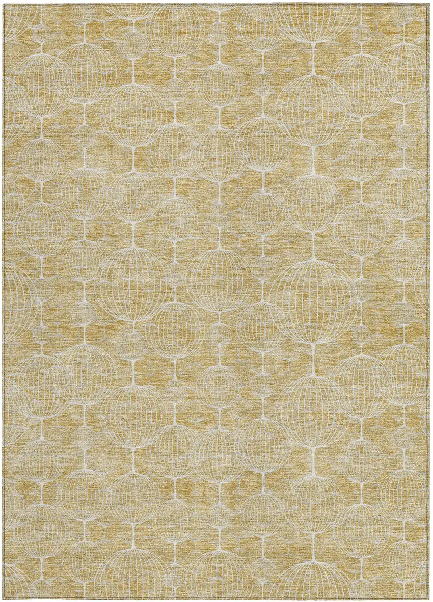 Gold Ivory And Beige Geometric Washable Indoor Outdoor Area Rug Photo 5