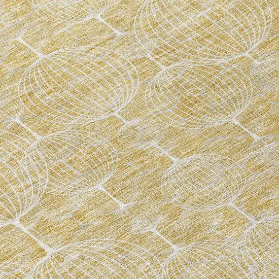 Gold Ivory And Beige Geometric Washable Indoor Outdoor Area Rug Photo 4