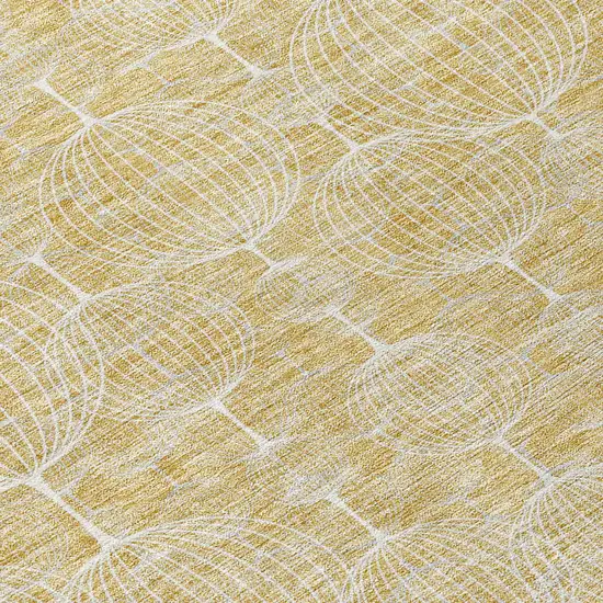 Gold Ivory And Beige Geometric Washable Indoor Outdoor Area Rug Photo 4