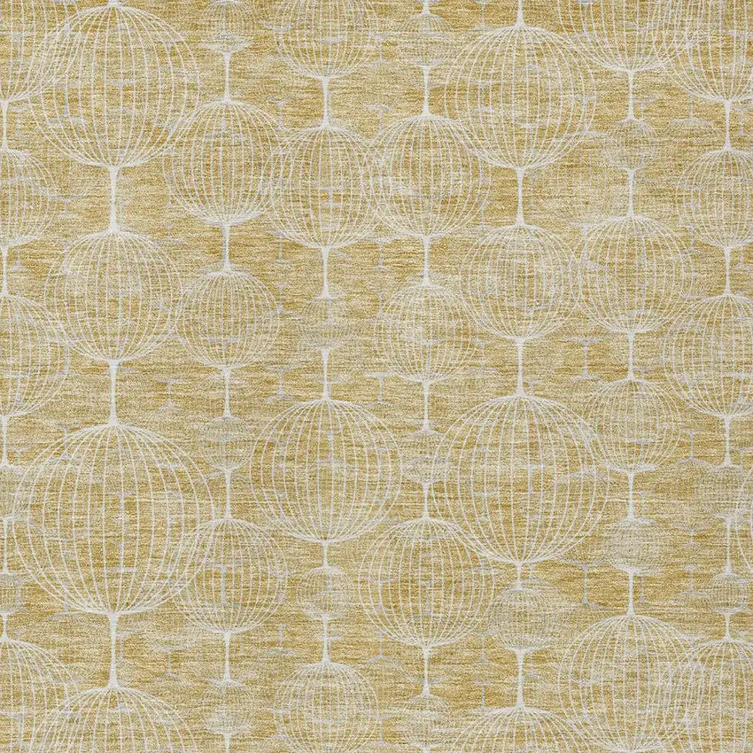 Gold Ivory And Beige Geometric Washable Indoor Outdoor Area Rug Photo 5