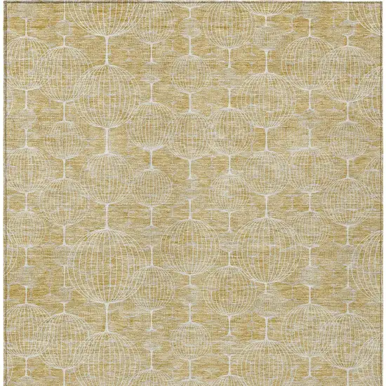 Gold Ivory And Beige Geometric Washable Indoor Outdoor Area Rug Photo 6
