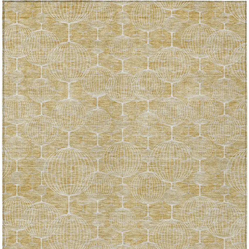 Gold Ivory And Beige Geometric Washable Indoor Outdoor Area Rug Photo 6