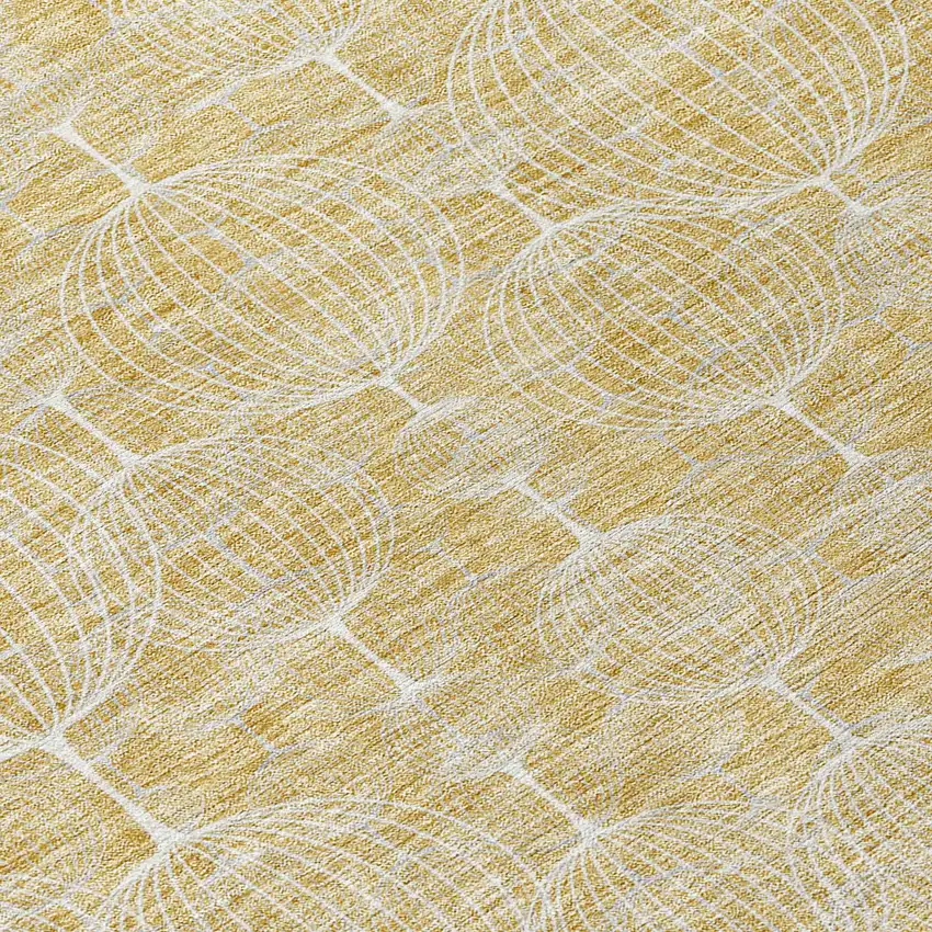 Gold Ivory And Beige Geometric Washable Indoor Outdoor Area Rug Photo 5