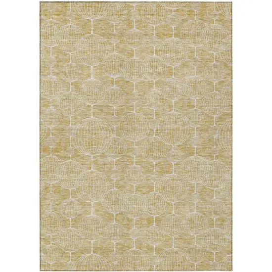 Gold Ivory And Beige Geometric Washable Indoor Outdoor Area Rug Photo 1