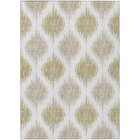 Gold Ivory And Beige Ikat Washable Indoor Outdoor Area Rug Photo 2