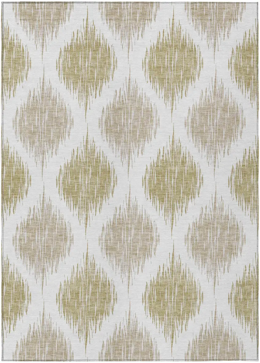 Gold Ivory And Beige Ikat Washable Indoor Outdoor Area Rug Photo 2