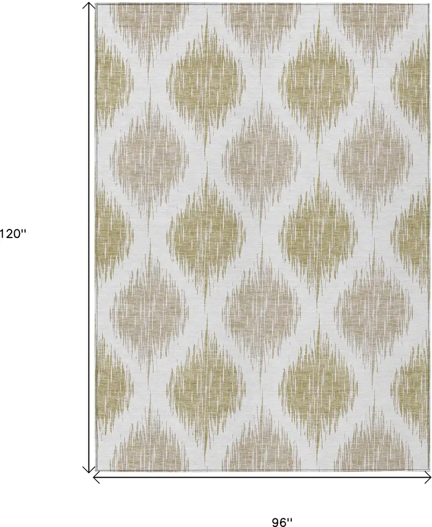 Gold Ivory And Beige Ikat Washable Indoor Outdoor Area Rug Photo 3