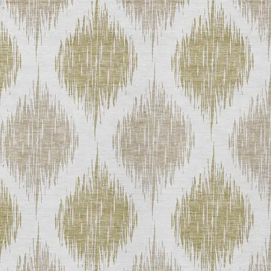 Gold Ivory And Beige Ikat Washable Indoor Outdoor Area Rug Photo 6