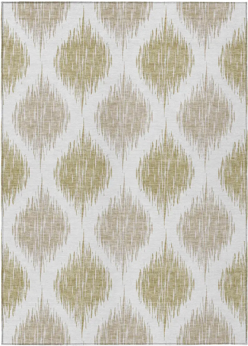 Gold Ivory And Beige Ikat Washable Indoor Outdoor Area Rug Photo 2