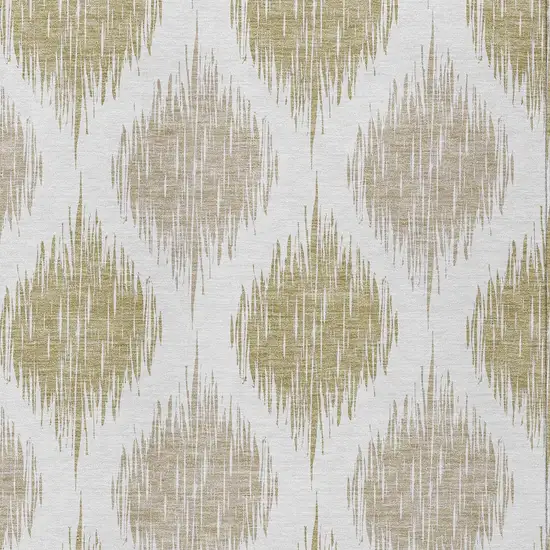Gold Ivory And Beige Ikat Washable Indoor Outdoor Area Rug Photo 6