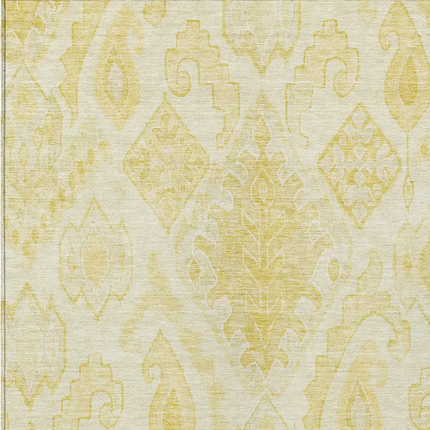 Gold Ivory And Beige Moroccan Washable Indoor Outdoor Area Rug Photo 5