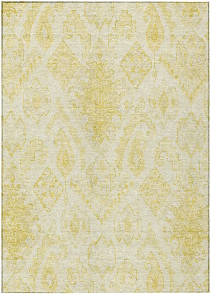 Gold Ivory And Beige Moroccan Washable Indoor Outdoor Area Rug Photo 2