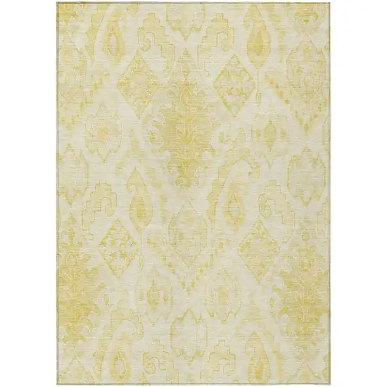 Gold Ivory And Beige Moroccan Washable Indoor Outdoor Area Rug Photo 2