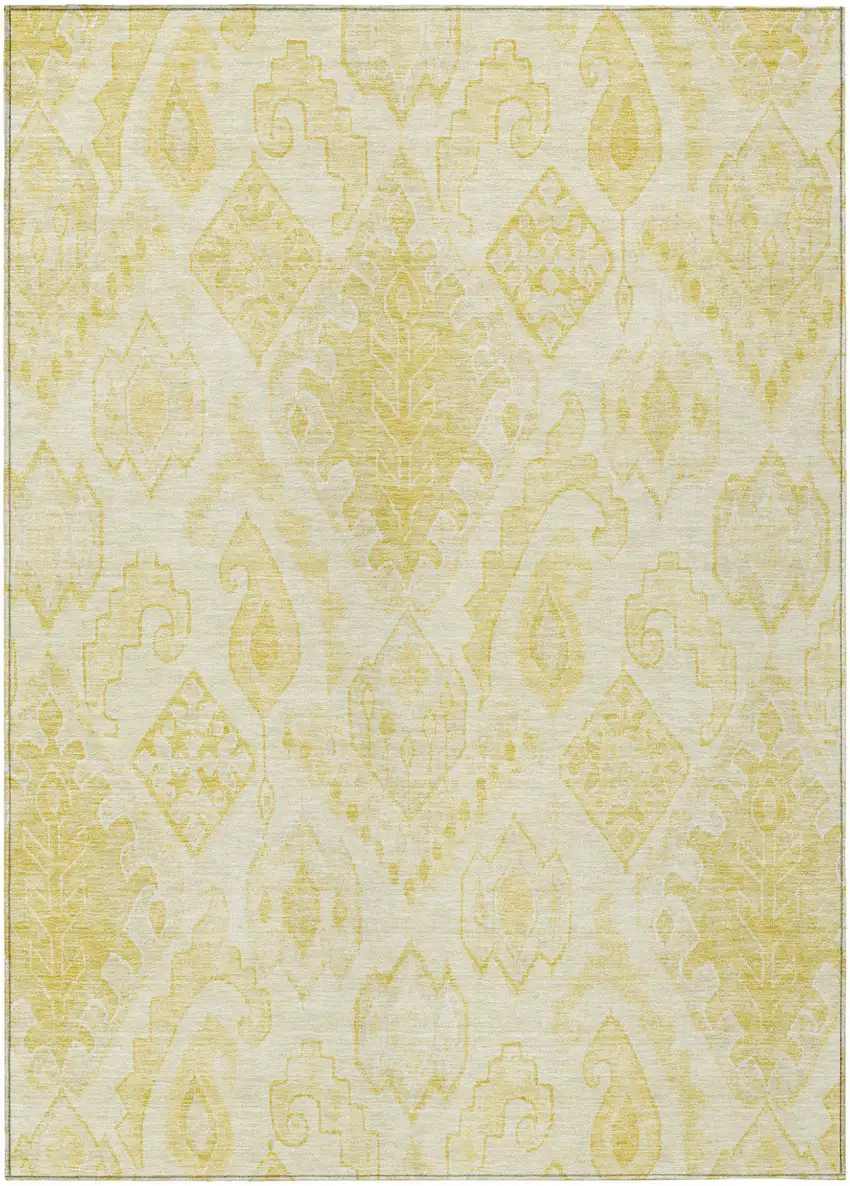 Gold Ivory And Beige Moroccan Washable Indoor Outdoor Area Rug Photo 2