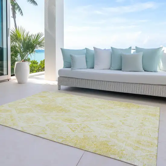 Gold Ivory And Beige Moroccan Washable Indoor Outdoor Area Rug Photo 7