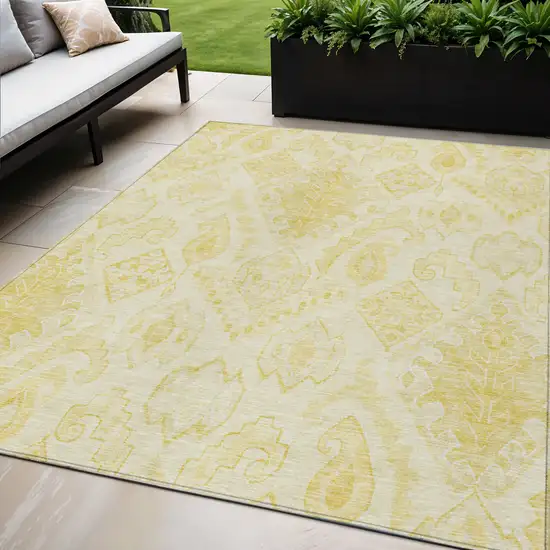 Gold Ivory And Beige Moroccan Washable Indoor Outdoor Area Rug Photo 1
