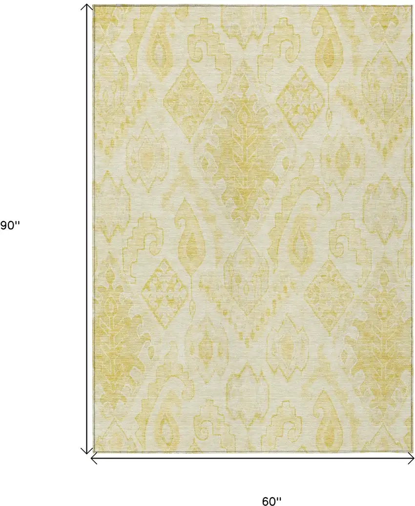 Gold Ivory And Beige Moroccan Washable Indoor Outdoor Area Rug Photo 3
