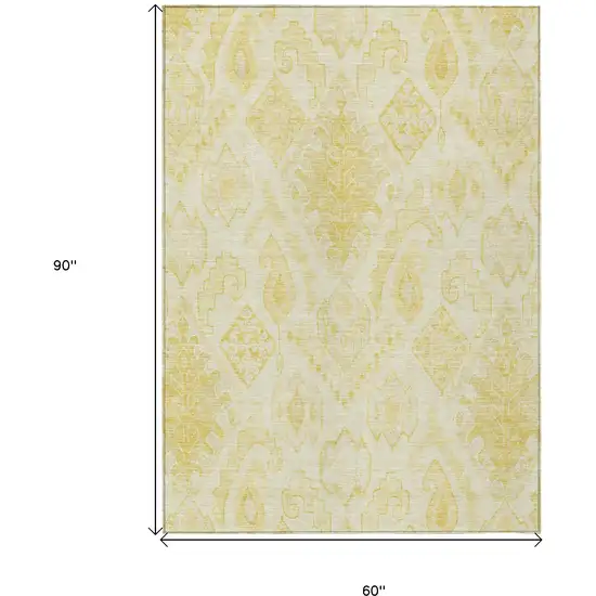 Gold Ivory And Beige Moroccan Washable Indoor Outdoor Area Rug Photo 3