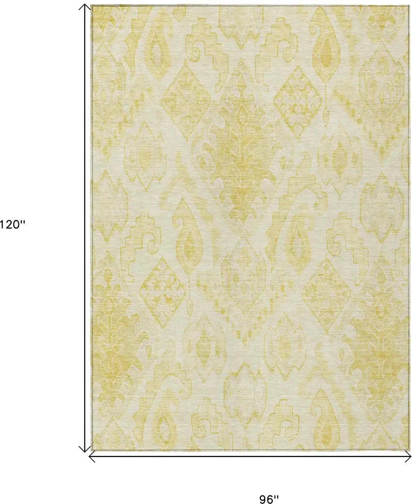 Gold Ivory And Beige Moroccan Washable Indoor Outdoor Area Rug Photo 3