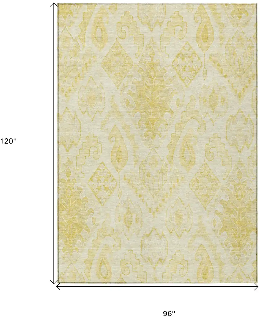 Gold Ivory And Beige Moroccan Washable Indoor Outdoor Area Rug Photo 3