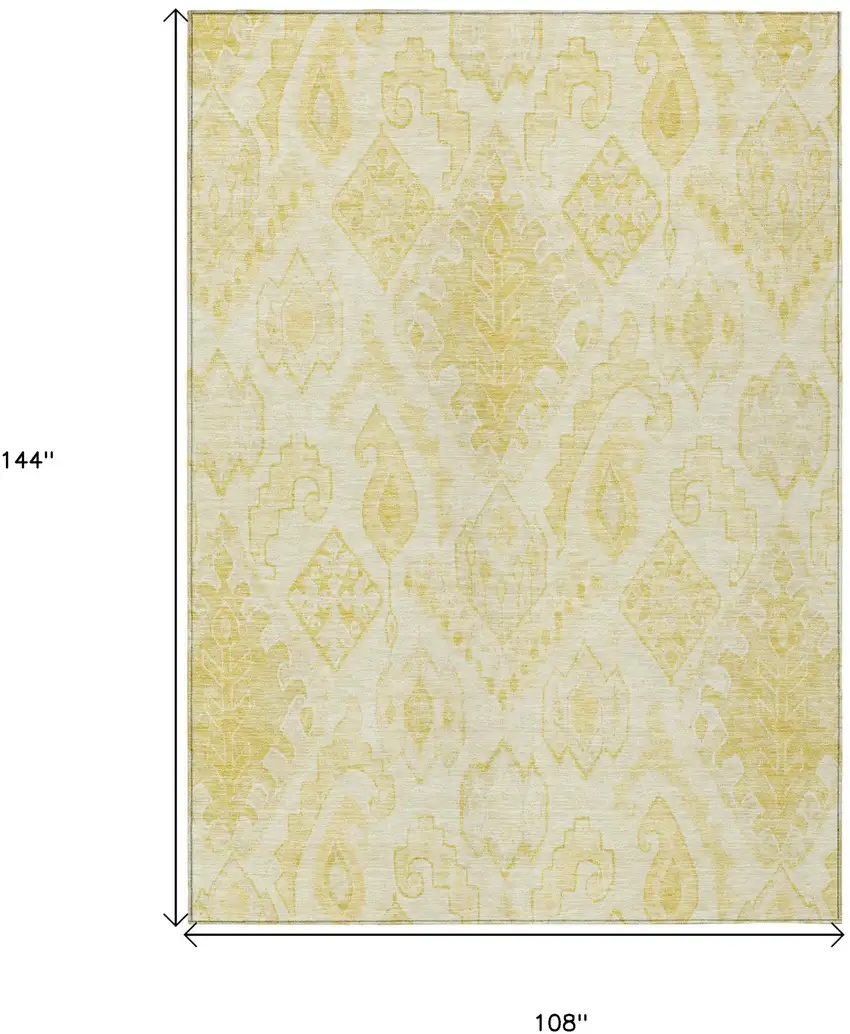 Gold Ivory And Beige Moroccan Washable Indoor Outdoor Area Rug Photo 3