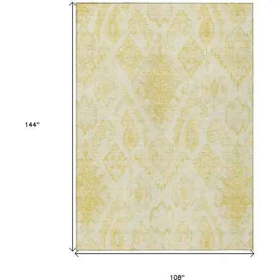 Gold Ivory And Beige Moroccan Washable Indoor Outdoor Area Rug Photo 3