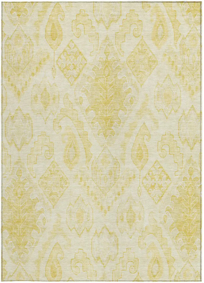 Gold Ivory And Beige Moroccan Washable Indoor Outdoor Area Rug Photo 7