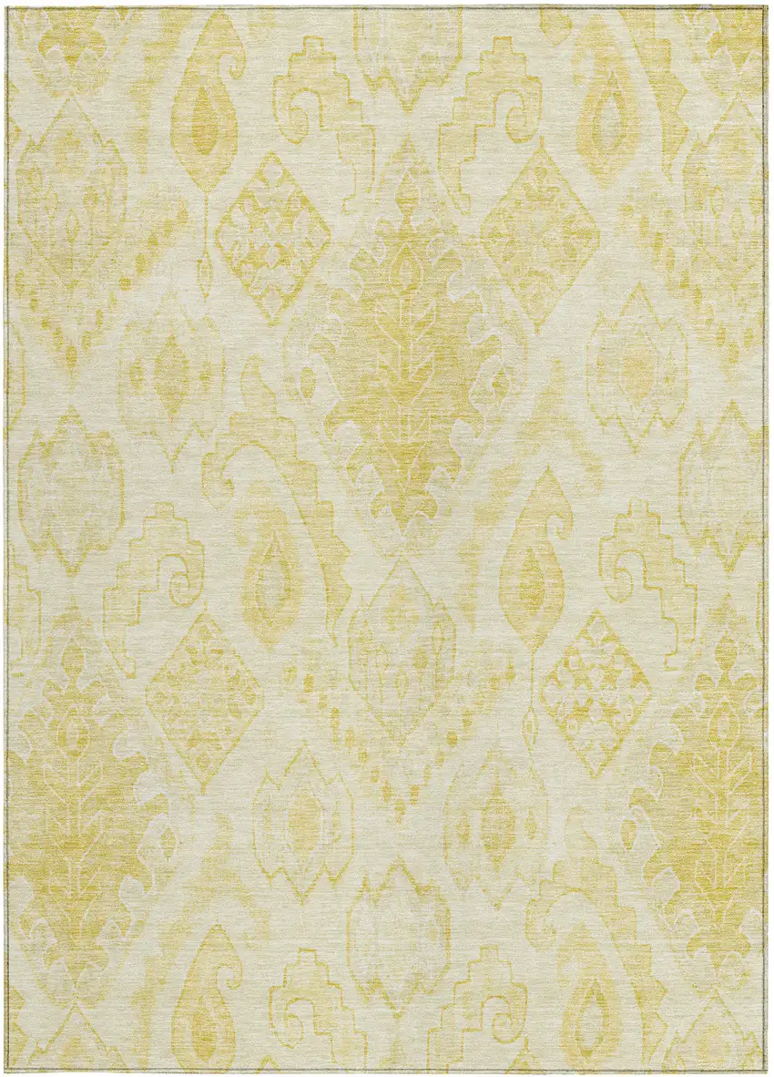 Gold Ivory And Beige Moroccan Washable Indoor Outdoor Area Rug Photo 7