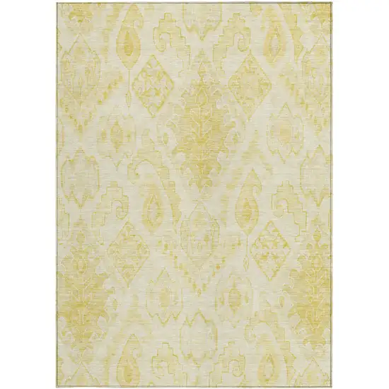 Gold Ivory And Beige Moroccan Washable Indoor Outdoor Area Rug Photo 7
