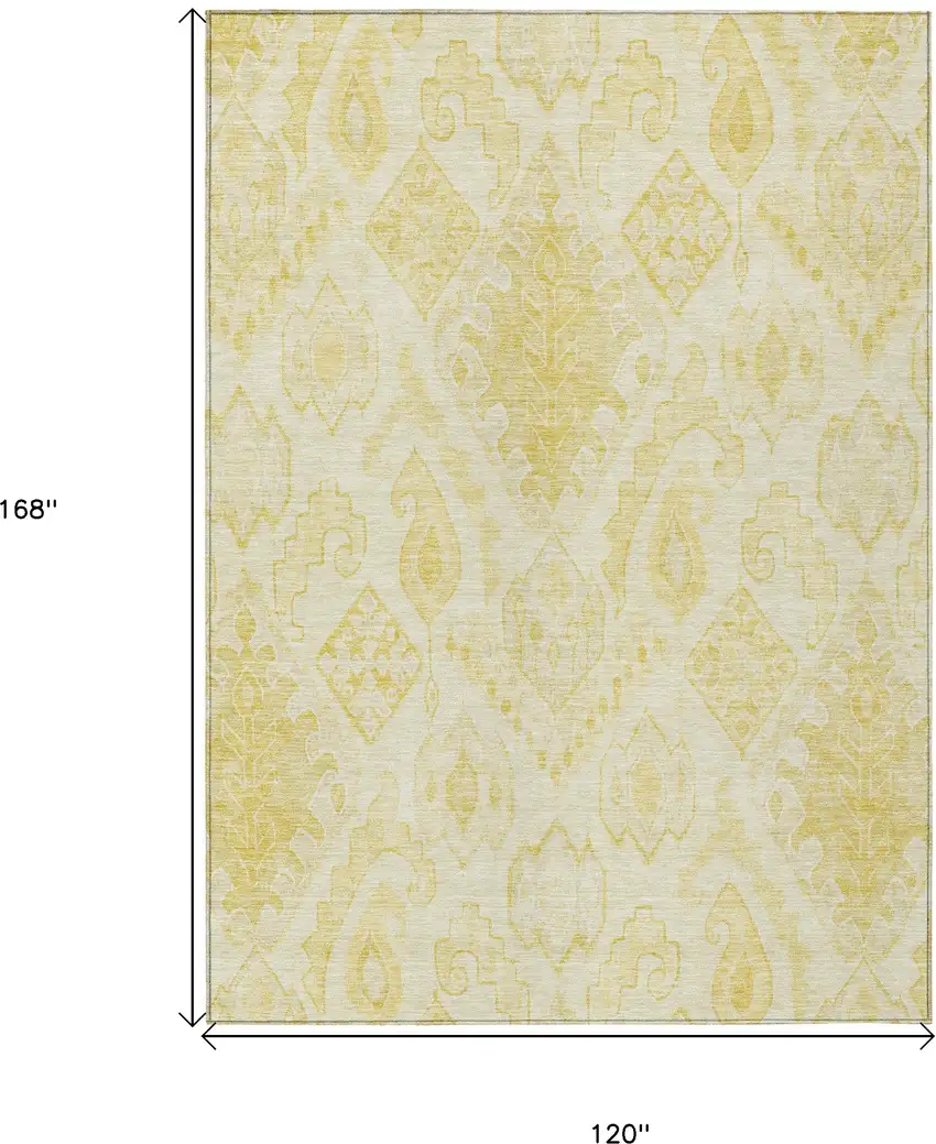 Gold Ivory And Beige Moroccan Washable Indoor Outdoor Area Rug Photo 3