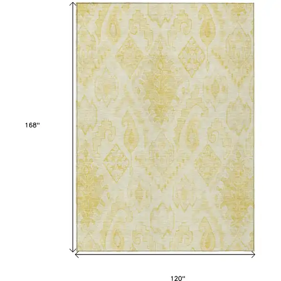 Gold Ivory And Beige Moroccan Washable Indoor Outdoor Area Rug Photo 3