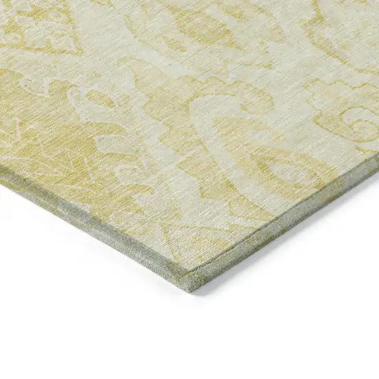 Gold Ivory And Beige Moroccan Washable Indoor Outdoor Area Rug Photo 5