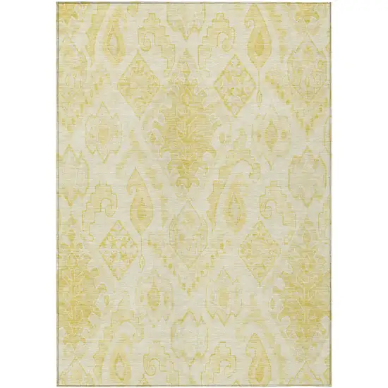 Gold Ivory And Beige Moroccan Washable Indoor Outdoor Area Rug Photo 2