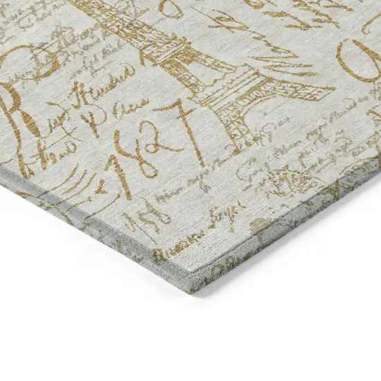Gold Ivory And Beige Toile Washable Indoor Outdoor Area Rug Photo 6