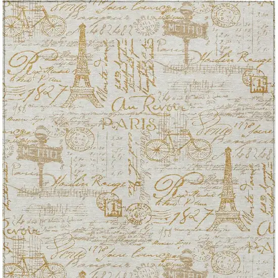 Gold Ivory And Beige Toile Washable Indoor Outdoor Area Rug Photo 4