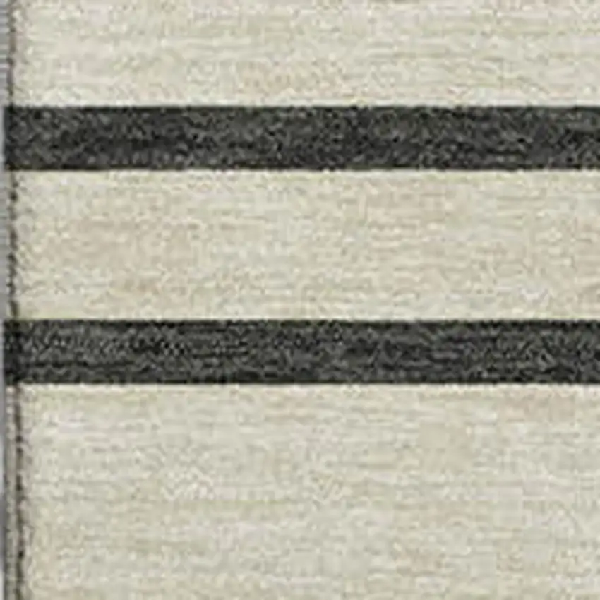 Gold Ivory And Black Striped Washable Area Rug With UV Protection Photo 2