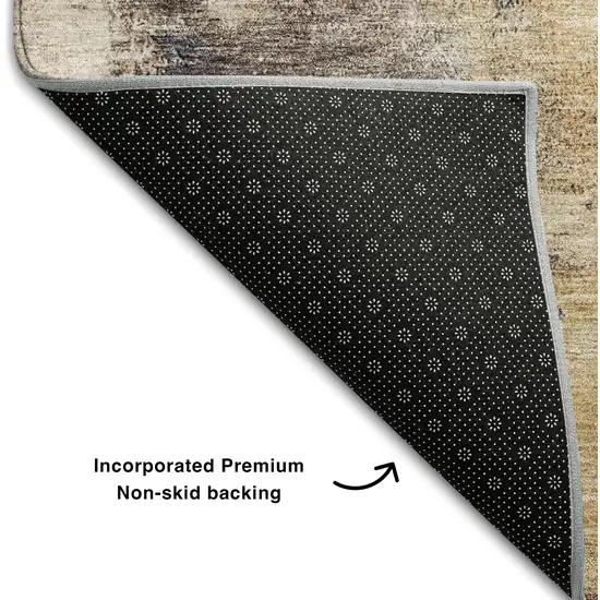 Gold Ivory And Blue Abstract Washable Area Rug With UV Protection Photo 5