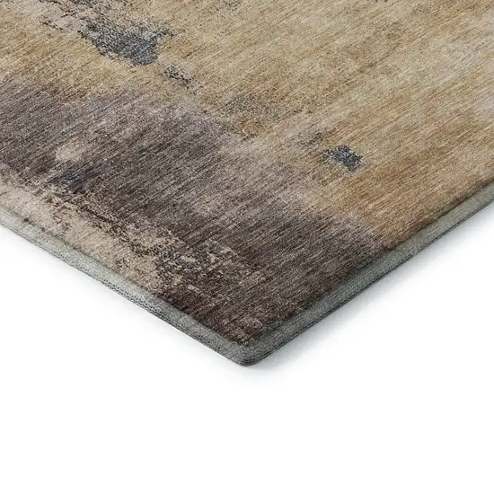 Gold Ivory And Blue Abstract Washable Area Rug With UV Protection Photo 7